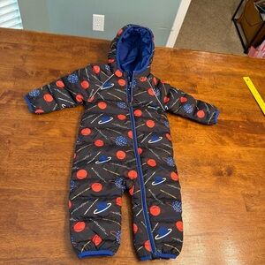 Hanna Andersson Cosmos Insulated Blue and Black Snowsuit Space size 6-12 months